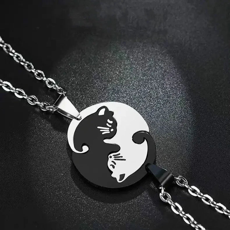 Cat Pendant Stainless Steel Couple Necklaces